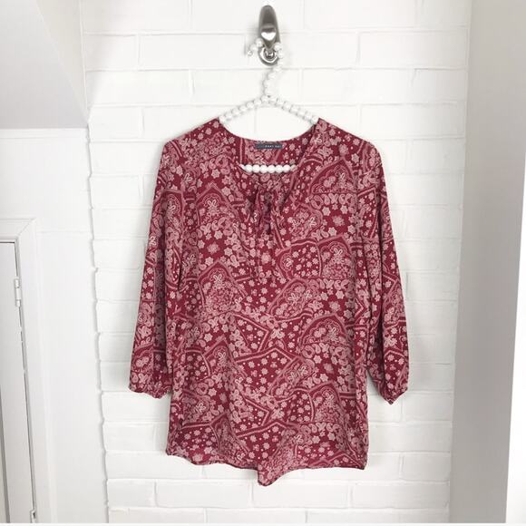 West Kei Nordstrom Red Bandana Boho Print Blouse Size S - Picture 1 of 9
